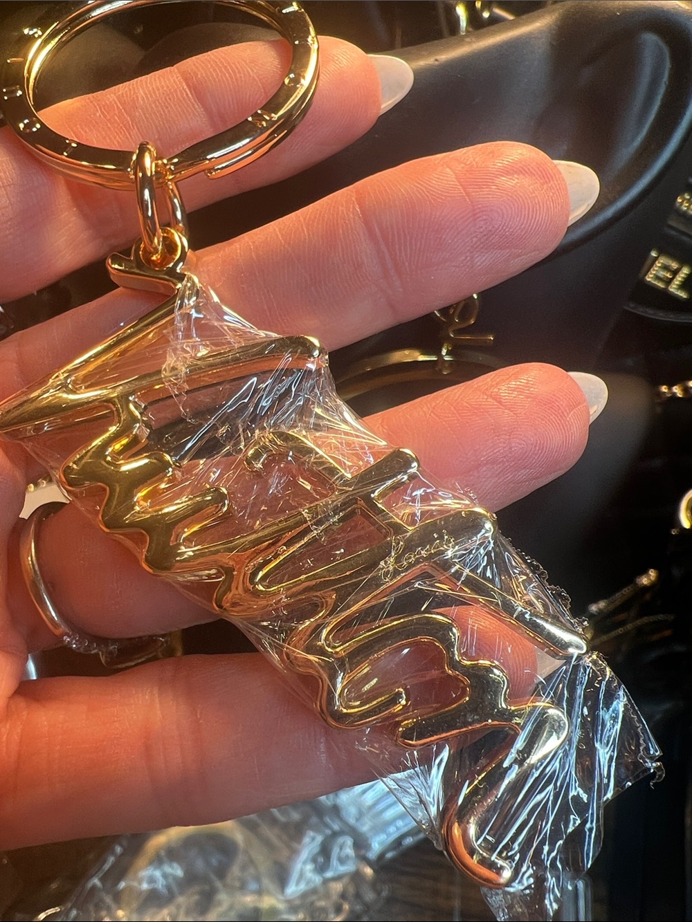 Gold Script Key & Chain Charm